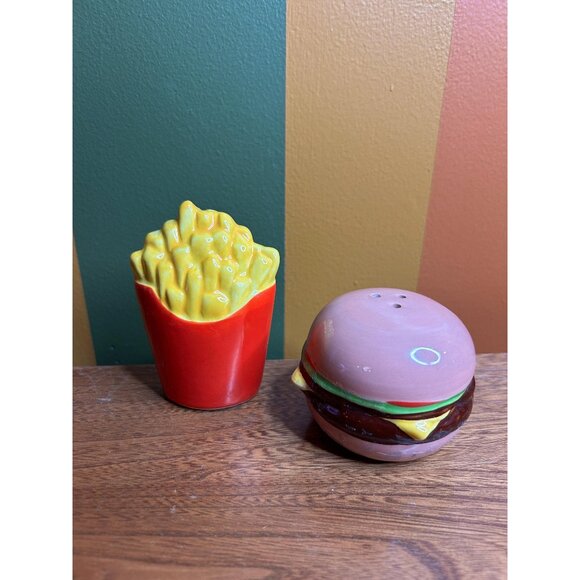 Ceramic burger and French fries fast food - have stoppers - Picture 1 of 5